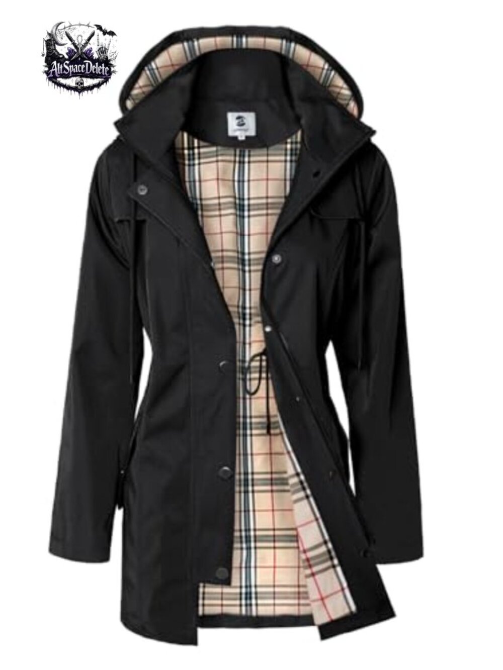 SaphiRose Women's Long Hooded Rain Jacket Water-Resistant Windbreaker Anorak